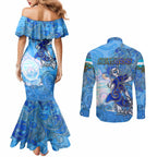 Ocean Spirit of Honduras Couples Matching Mermaid Dress and Long Sleeve Button Shirt Anchored in Honduran Pride - Aussie Hoodie