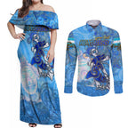 Ocean Spirit of Honduras Couples Matching Off Shoulder Maxi Dress and Long Sleeve Button Shirt Anchored in Honduran Pride - Aussie Hoodie
