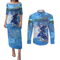 Ocean Spirit of Honduras Couples Matching Puletasi and Long Sleeve Button Shirt Anchored in Honduran Pride - Aussie Hoodie