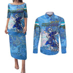 Ocean Spirit of Honduras Couples Matching Puletasi and Long Sleeve Button Shirt Anchored in Honduran Pride - Aussie Hoodie
