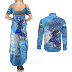 Ocean Spirit of Honduras Couples Matching Summer Maxi Dress and Long Sleeve Button Shirt Anchored in Honduran Pride - Aussie Hoodie