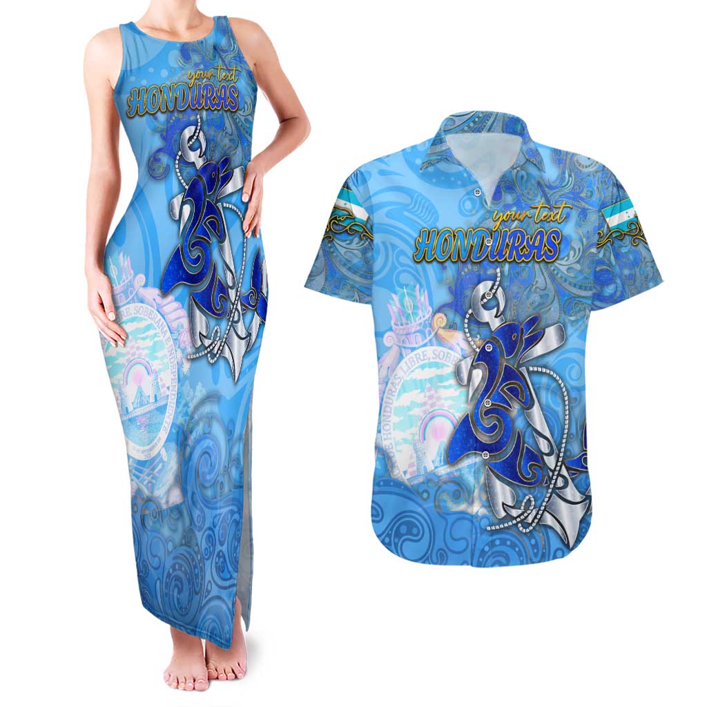 Ocean Spirit of Honduras Couples Matching Tank Maxi Dress and Hawaiian Shirt Anchored in Honduran Pride - Aussie Hoodie