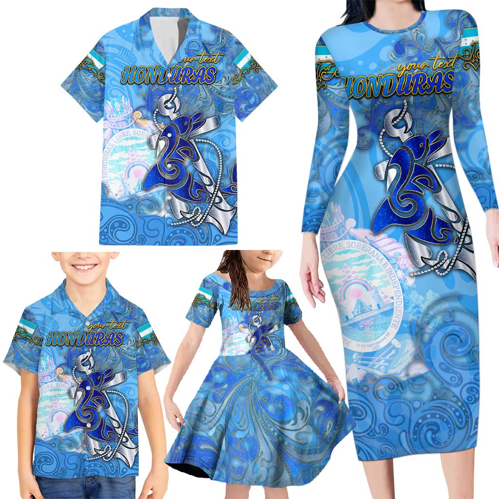 Ocean Spirit of Honduras Family Matching Long Sleeve Bodycon Dress and Hawaiian Shirt Anchored in Honduran Pride - Aussie Hoodie