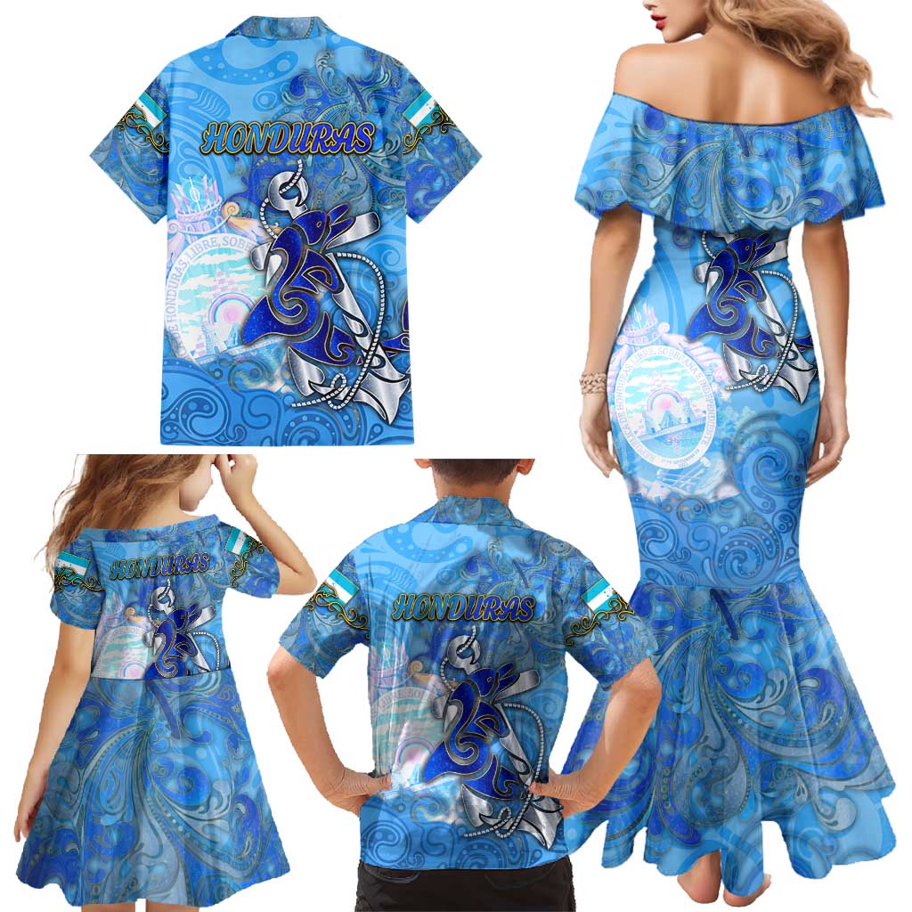 Ocean Spirit of Honduras Family Matching Mermaid Dress and Hawaiian Shirt Anchored in Honduran Pride - Aussie Hoodie