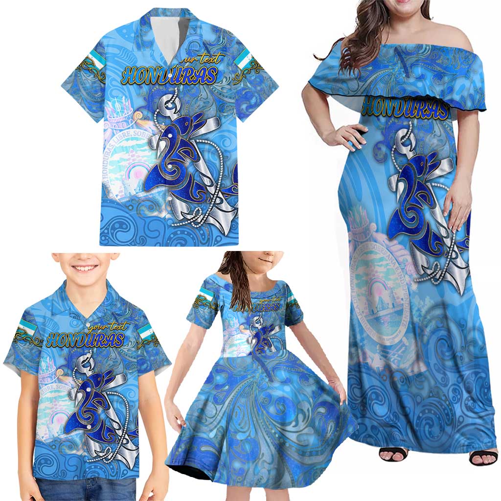 Ocean Spirit of Honduras Family Matching Off Shoulder Maxi Dress and Hawaiian Shirt Anchored in Honduran Pride - Aussie Hoodie