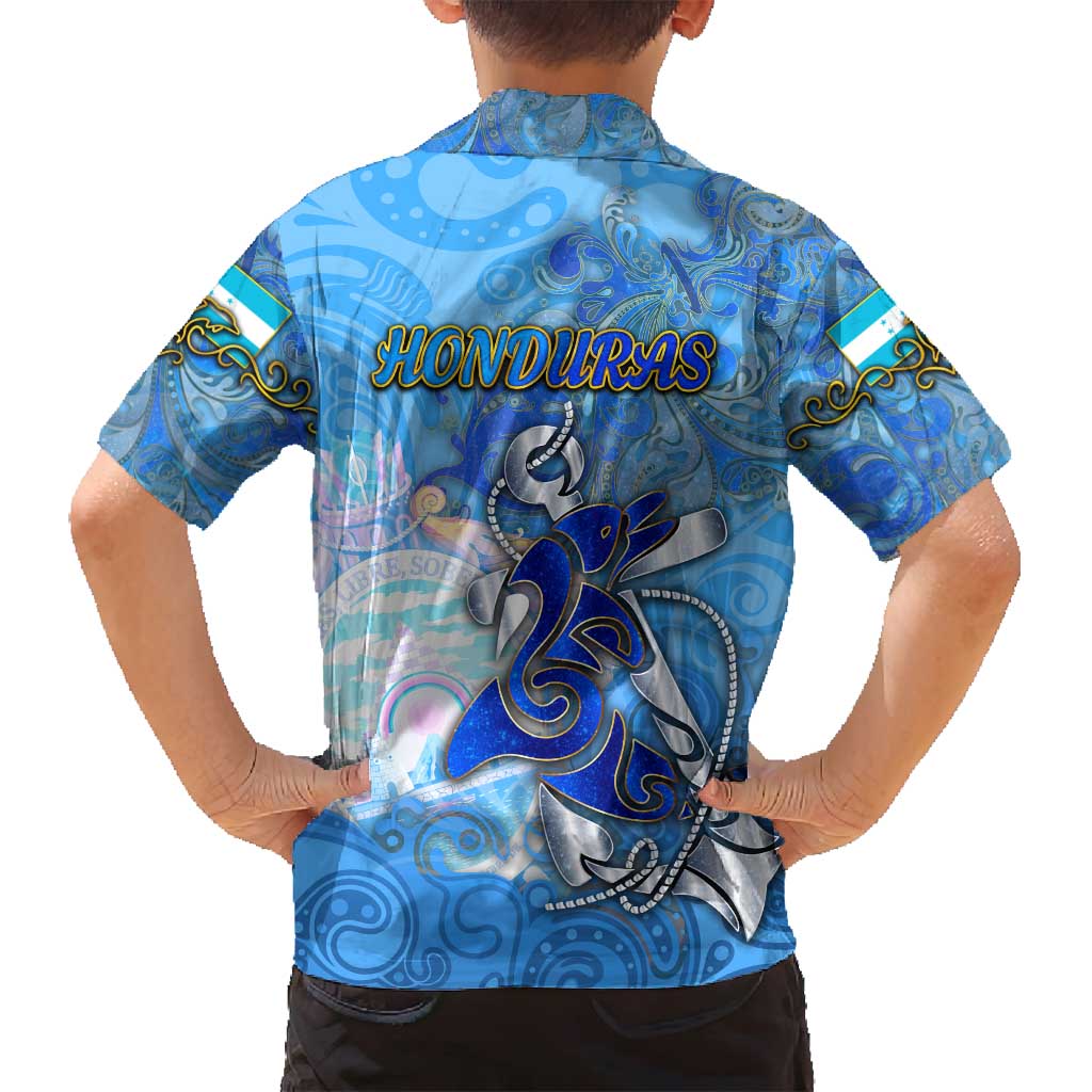 Ocean Spirit of Honduras Family Matching Off Shoulder Maxi Dress and Hawaiian Shirt Anchored in Honduran Pride - Aussie Hoodie