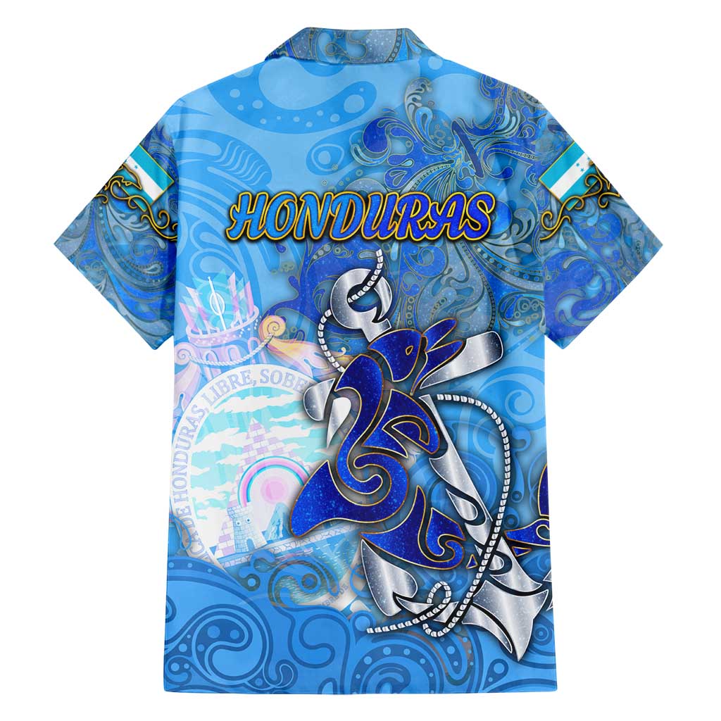 Ocean Spirit of Honduras Family Matching Off Shoulder Maxi Dress and Hawaiian Shirt Anchored in Honduran Pride - Aussie Hoodie