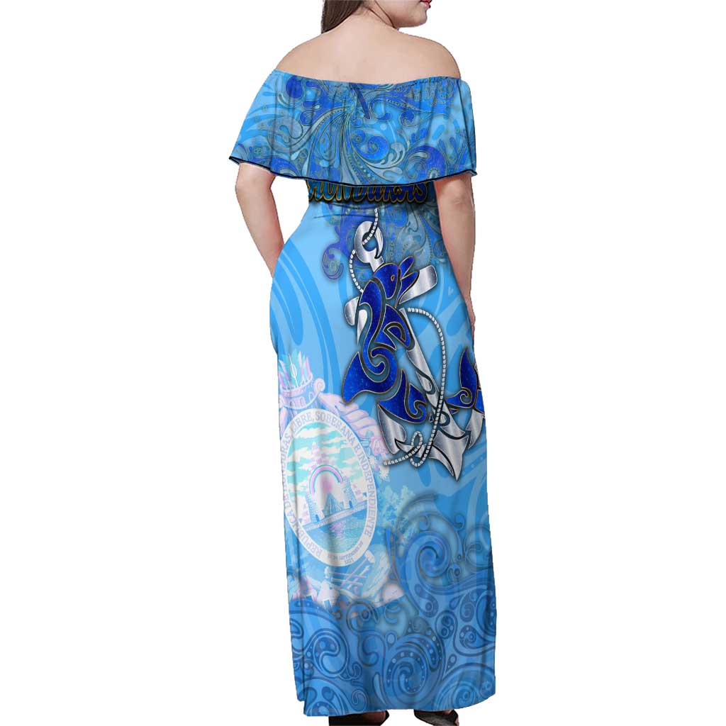 Ocean Spirit of Honduras Family Matching Off Shoulder Maxi Dress and Hawaiian Shirt Anchored in Honduran Pride - Aussie Hoodie