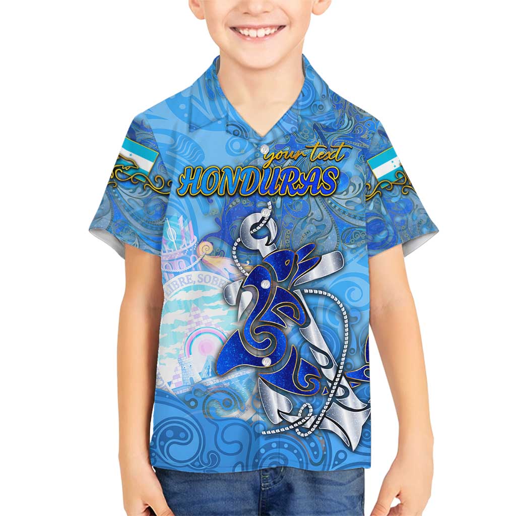 Ocean Spirit of Honduras Family Matching Off Shoulder Maxi Dress and Hawaiian Shirt Anchored in Honduran Pride - Aussie Hoodie