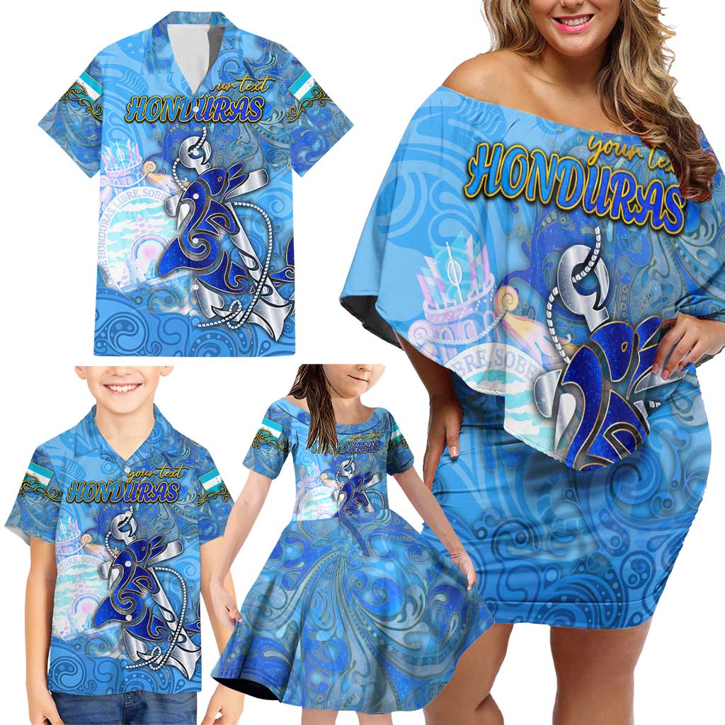 Ocean Spirit of Honduras Family Matching Off Shoulder Short Dress and Hawaiian Shirt Anchored in Honduran Pride - Aussie Hoodie