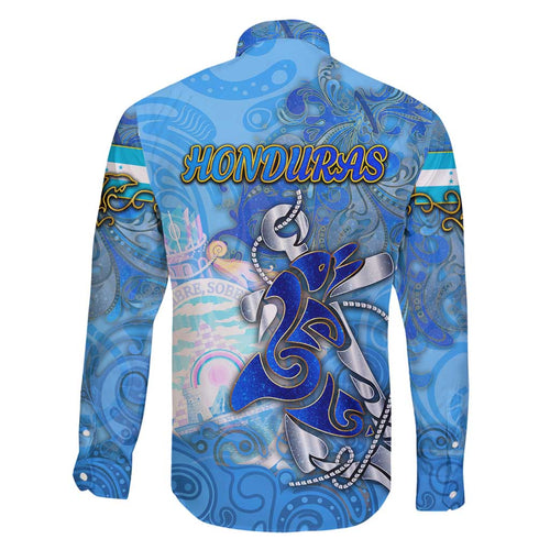 Ocean Spirit of Honduras Family Matching Off Shoulder Short Dress and Hawaiian Shirt Anchored in Honduran Pride - Aussie Hoodie