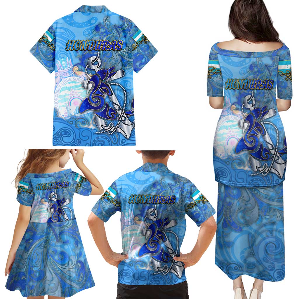 Ocean Spirit of Honduras Family Matching Puletasi and Hawaiian Shirt Anchored in Honduran Pride - Aussie Hoodie