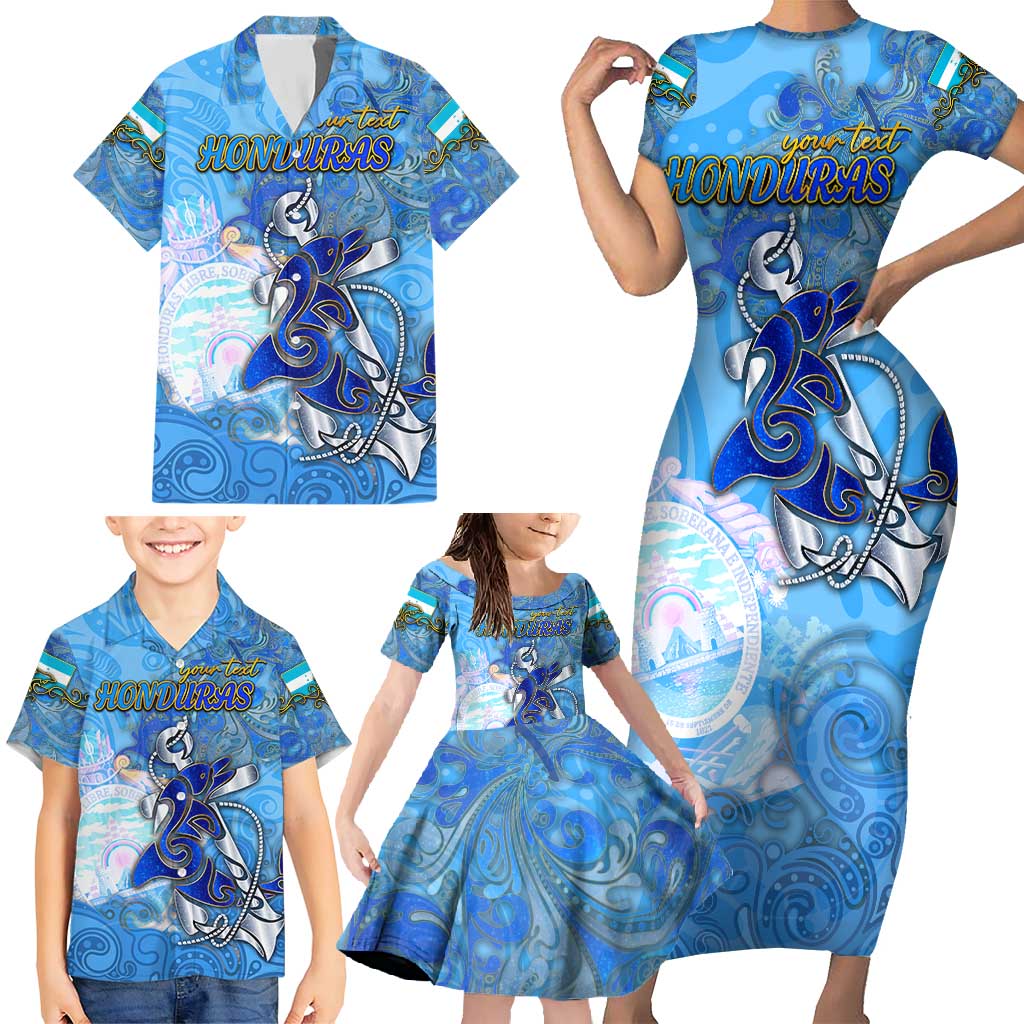 Ocean Spirit of Honduras Family Matching Short Sleeve Bodycon Dress and Hawaiian Shirt Anchored in Honduran Pride - Aussie Hoodie