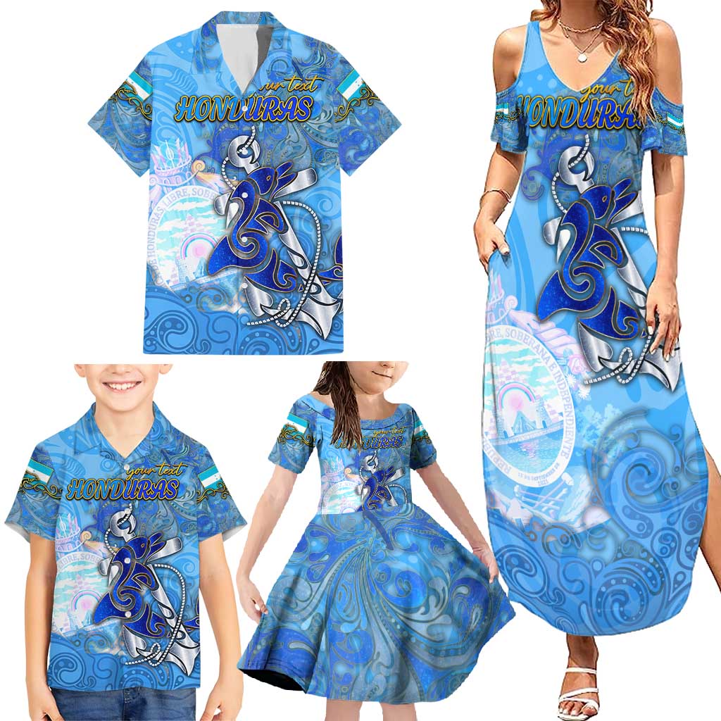 Ocean Spirit of Honduras Family Matching Summer Maxi Dress and Hawaiian Shirt Anchored in Honduran Pride - Aussie Hoodie