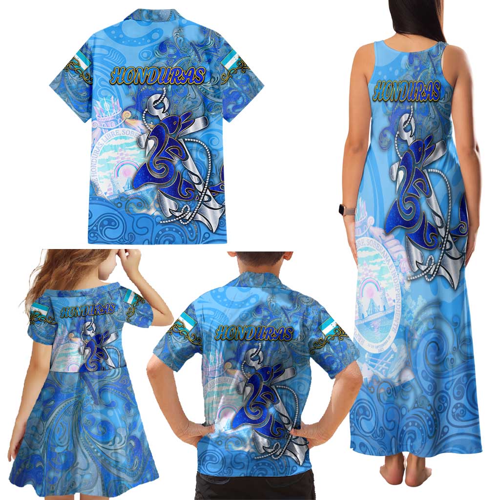 Ocean Spirit of Honduras Family Matching Tank Maxi Dress and Hawaiian Shirt Anchored in Honduran Pride - Aussie Hoodie