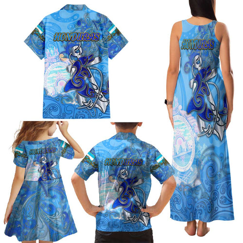 Ocean Spirit of Honduras Family Matching Tank Maxi Dress and Hawaiian Shirt Anchored in Honduran Pride - Aussie Hoodie
