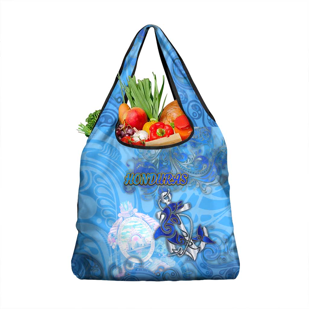 Ocean Spirit of Honduras Grocery Bag Anchored in Honduran Pride - Aussie Hoodie