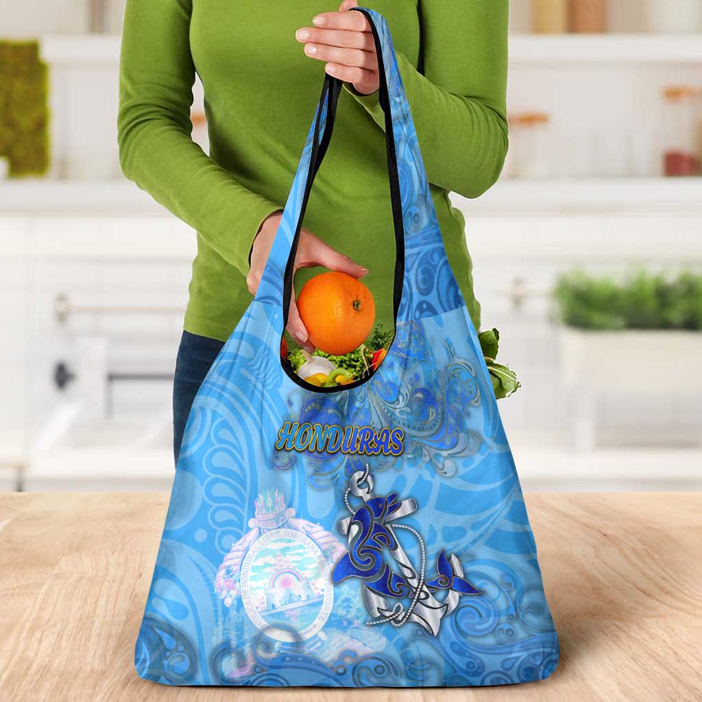 Ocean Spirit of Honduras Grocery Bag Anchored in Honduran Pride - Aussie Hoodie