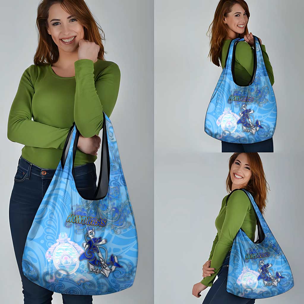 Ocean Spirit of Honduras Grocery Bag Anchored in Honduran Pride - Aussie Hoodie