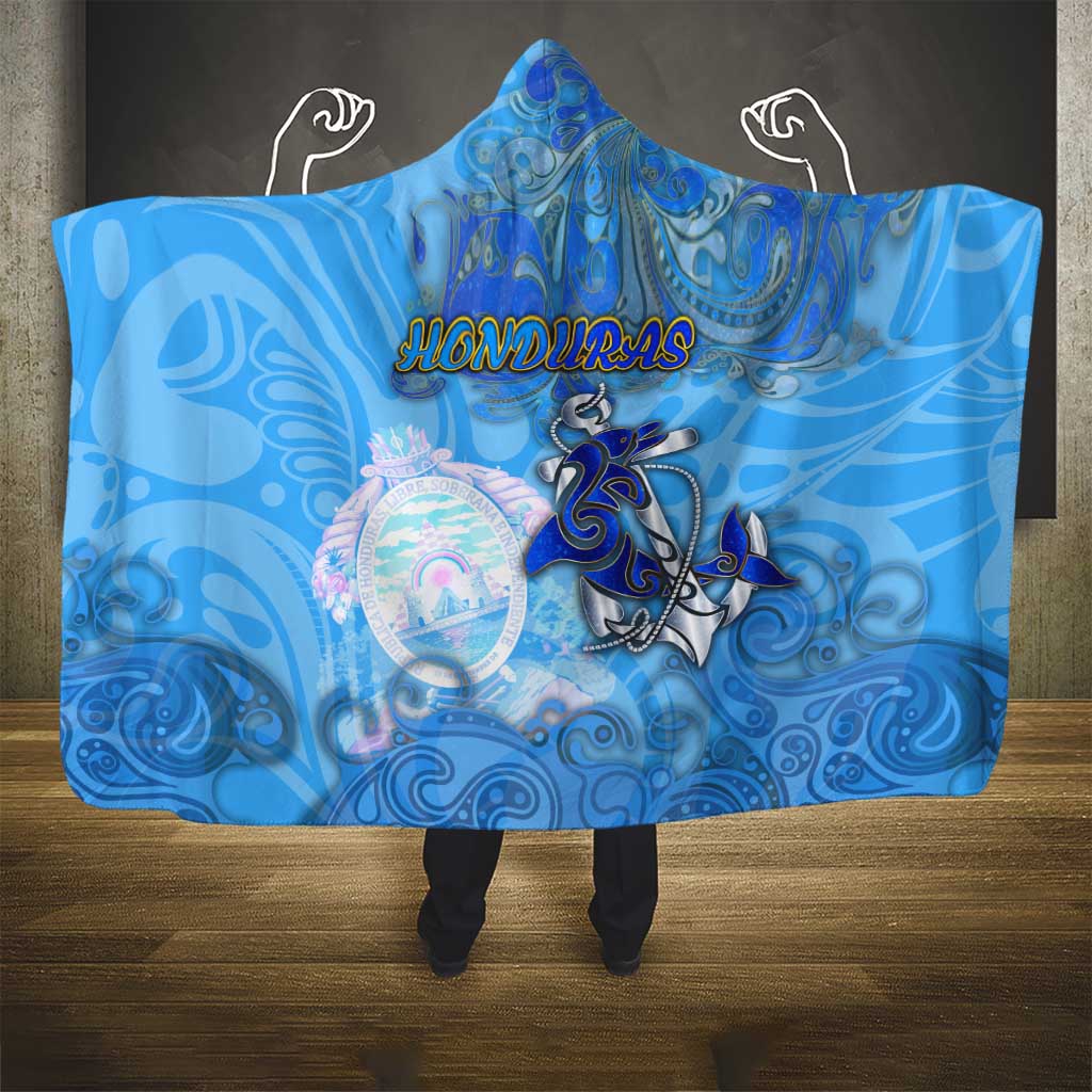 Ocean Spirit of Honduras Hooded Blanket Anchored in Honduran Pride - Aussie Hoodie
