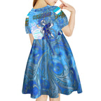 Ocean Spirit of Honduras Kid Short Sleeve Dress Anchored in Honduran Pride - Aussie Hoodie