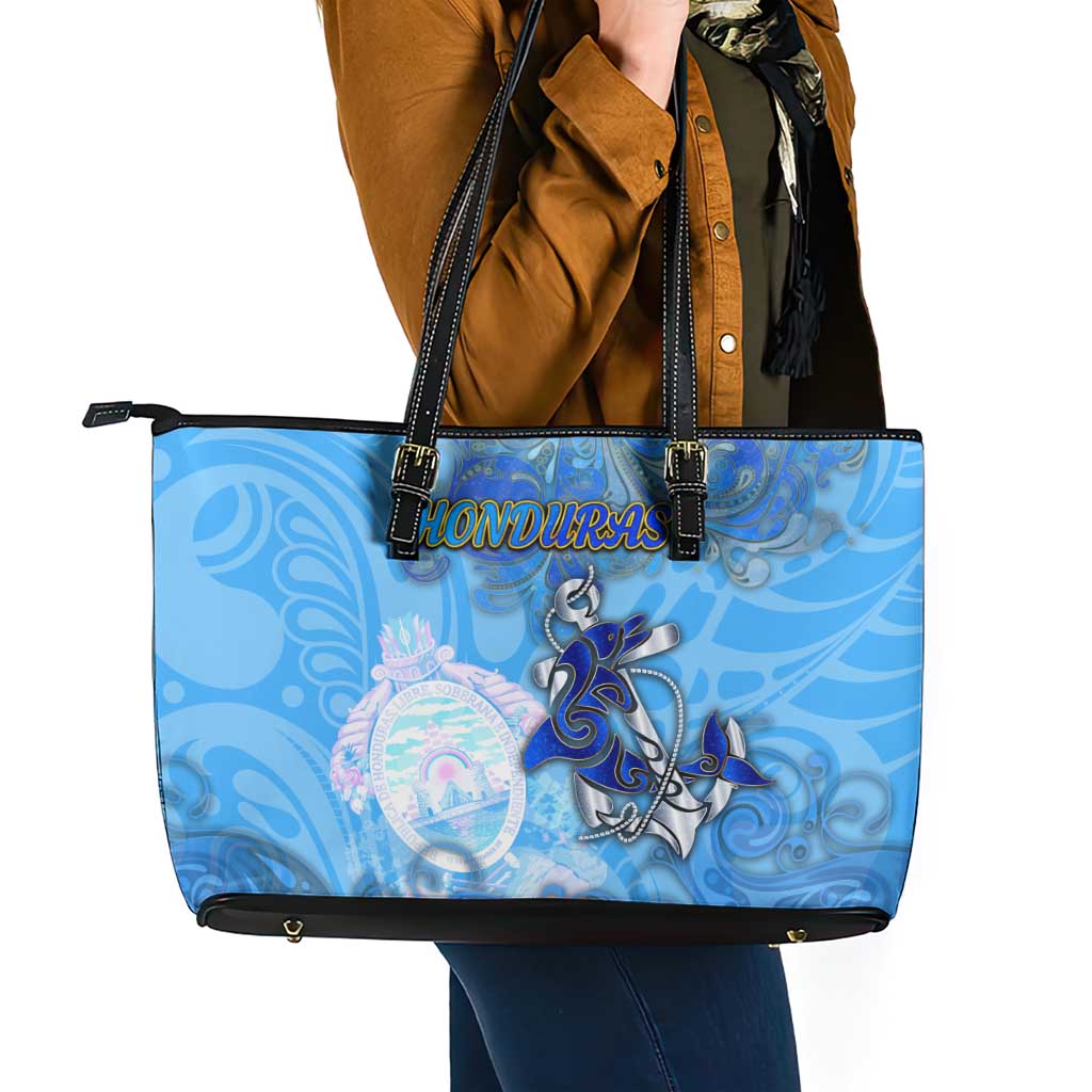 Ocean Spirit of Honduras Leather Tote Bag Anchored in Honduran Pride - Aussie Hoodie