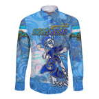 Ocean Spirit of Honduras Long Sleeve Button Shirt Anchored in Honduran Pride - Aussie Hoodie