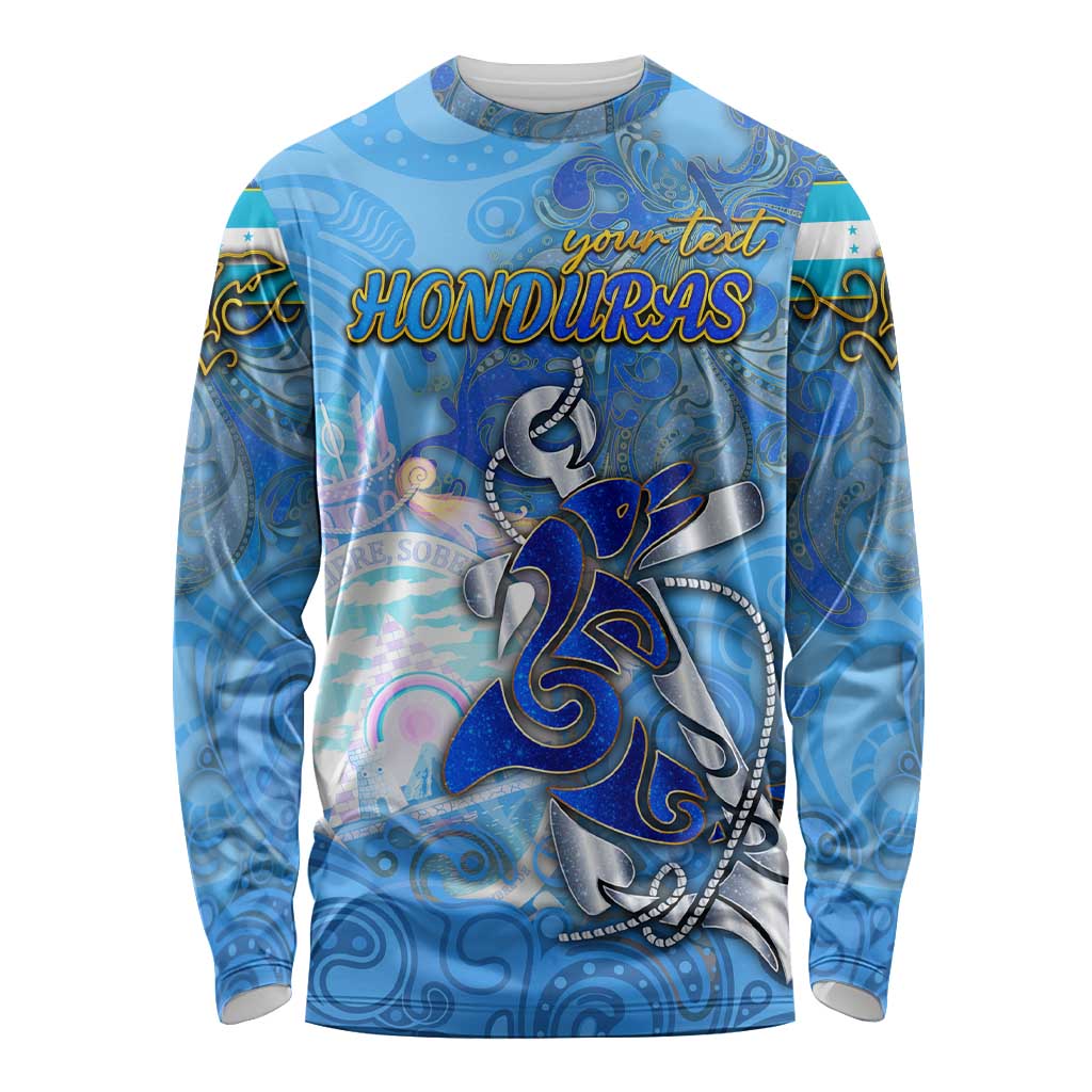Ocean Spirit of Honduras Long Sleeve Shirt Anchored in Honduran Pride - Aussie Hoodie