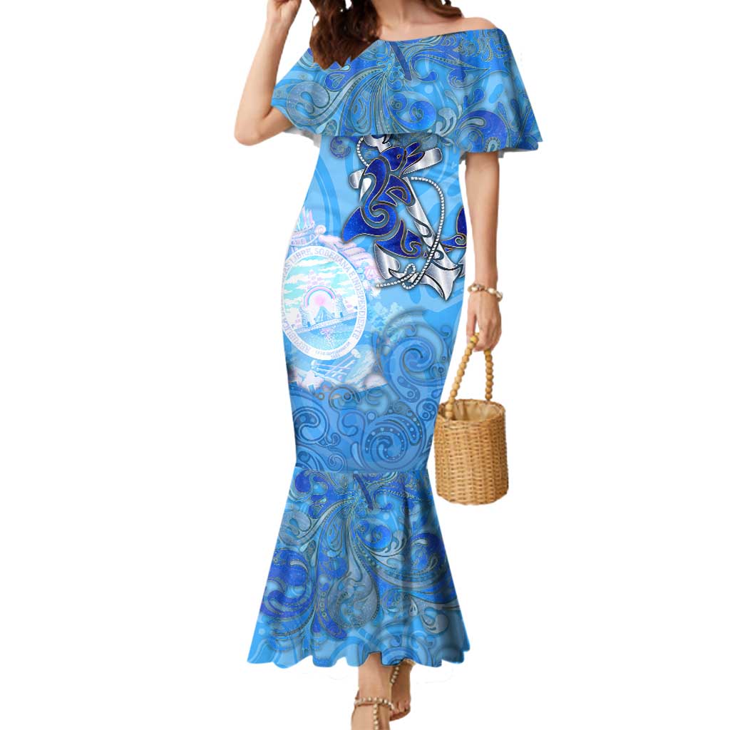 Ocean Spirit of Honduras Mermaid Dress Anchored in Honduran Pride - Aussie Hoodie