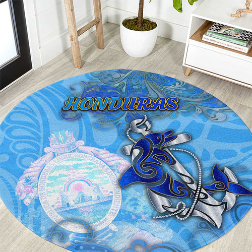 Ocean Spirit of Honduras Round Carpet Anchored in Honduran Pride - Aussie Hoodie