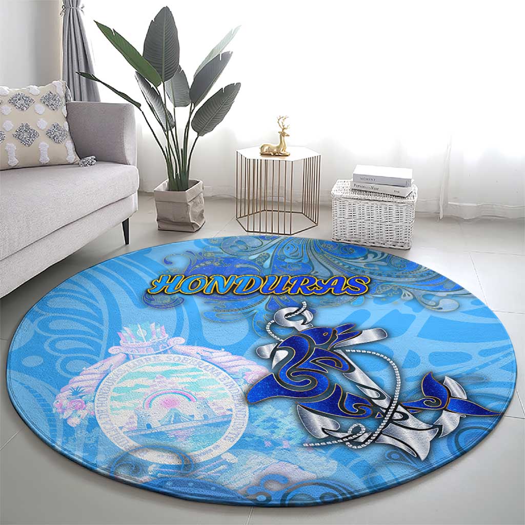 Ocean Spirit of Honduras Round Carpet Anchored in Honduran Pride - Aussie Hoodie