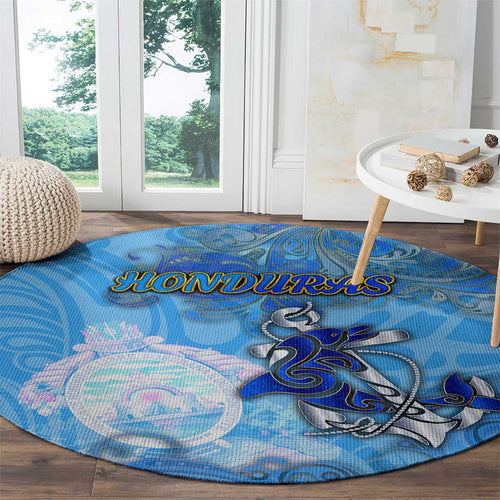 Ocean Spirit of Honduras Round Carpet Anchored in Honduran Pride - Aussie Hoodie