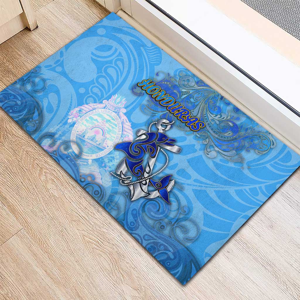 Ocean Spirit of Honduras Rubber Doormat Anchored in Honduran Pride - Aussie Hoodie