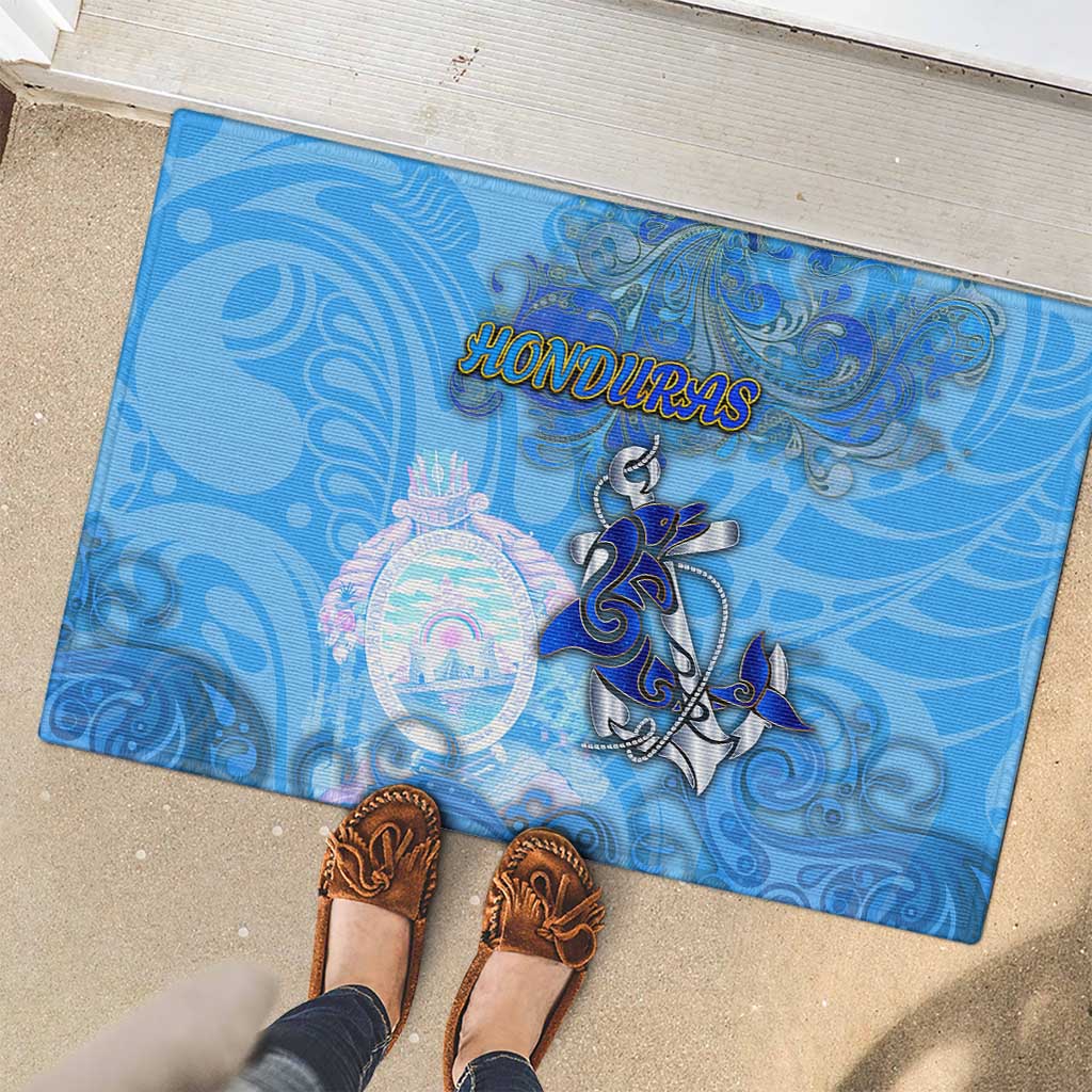 Ocean Spirit of Honduras Rubber Doormat Anchored in Honduran Pride - Aussie Hoodie