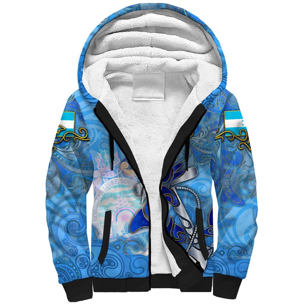 Ocean Spirit of Honduras Sherpa Hoodie Anchored in Honduran Pride - Aussie Hoodie