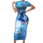 Ocean Spirit of Honduras Short Sleeve Bodycon Dress Anchored in Honduran Pride - Aussie Hoodie