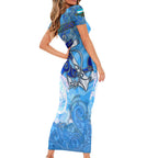 Ocean Spirit of Honduras Short Sleeve Bodycon Dress Anchored in Honduran Pride - Aussie Hoodie