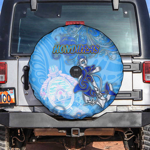 Ocean Spirit of Honduras Spare Tire Cover Anchored in Honduran Pride - Aussie Hoodie