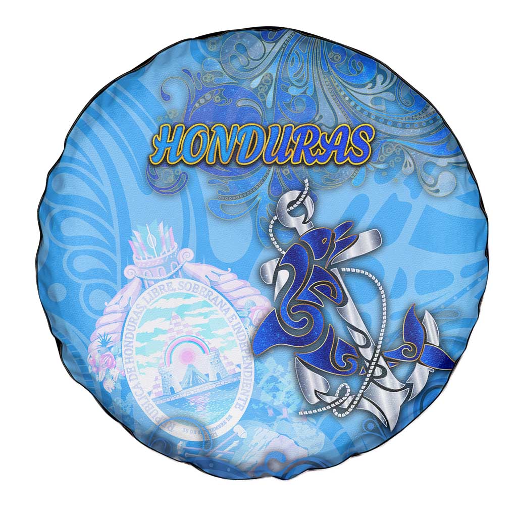Ocean Spirit of Honduras Spare Tire Cover Anchored in Honduran Pride - Aussie Hoodie