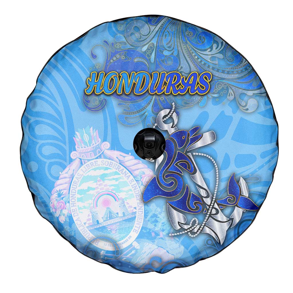 Ocean Spirit of Honduras Spare Tire Cover Anchored in Honduran Pride - Aussie Hoodie