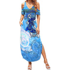 Ocean Spirit of Honduras Summer Maxi Dress Anchored in Honduran Pride - Aussie Hoodie