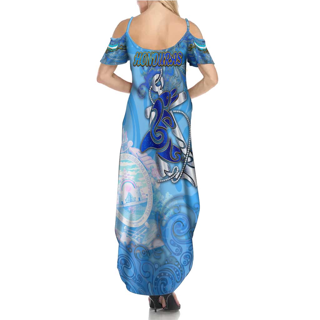 Ocean Spirit of Honduras Summer Maxi Dress Anchored in Honduran Pride - Aussie Hoodie