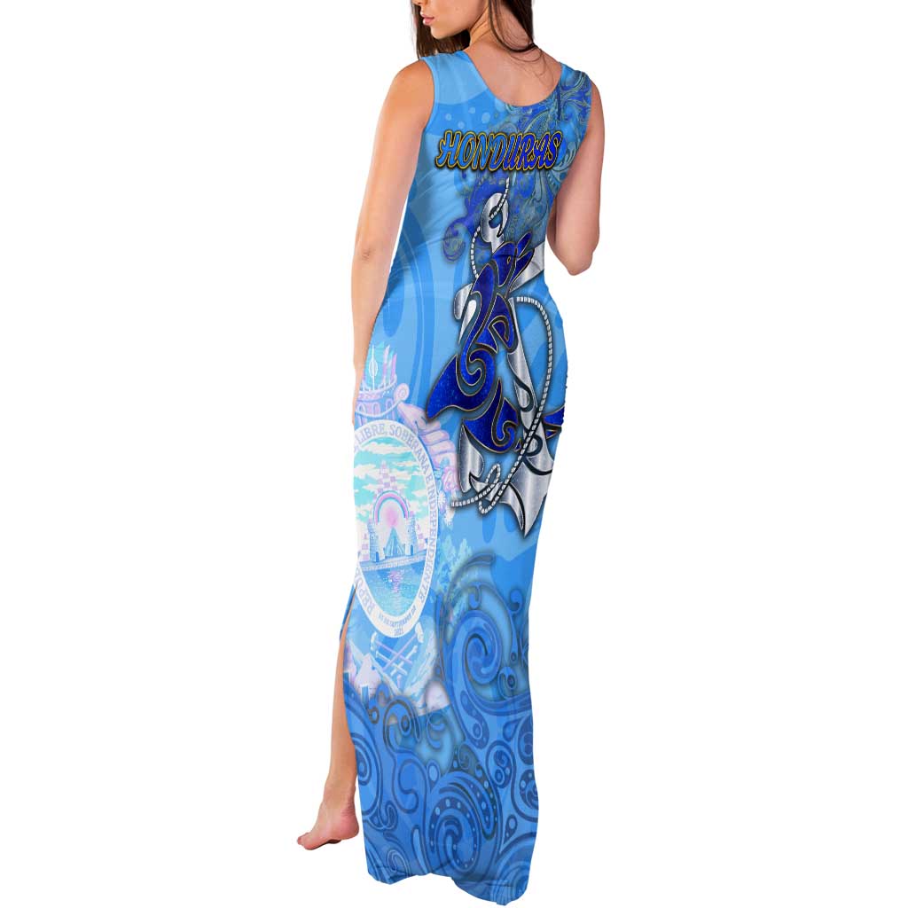 Ocean Spirit of Honduras Tank Maxi Dress Anchored in Honduran Pride - Aussie Hoodie