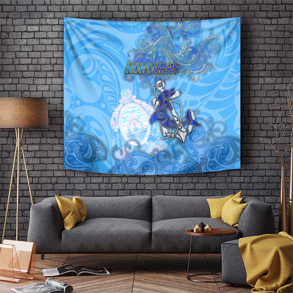 Ocean Spirit of Honduras Tapestry Anchored in Honduran Pride - Aussie Hoodie