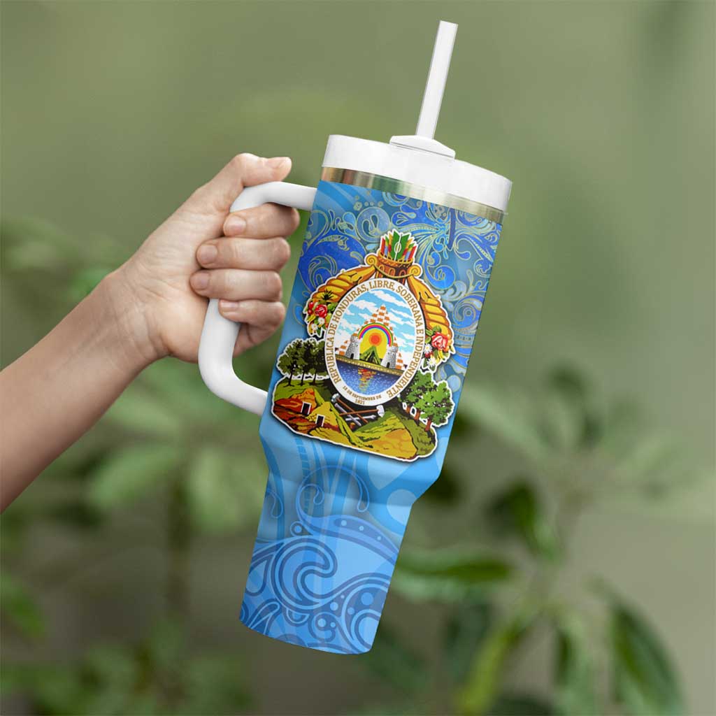 Ocean Spirit of Honduras Tumbler With Handle Anchored in Honduran Pride - Aussie Hoodie