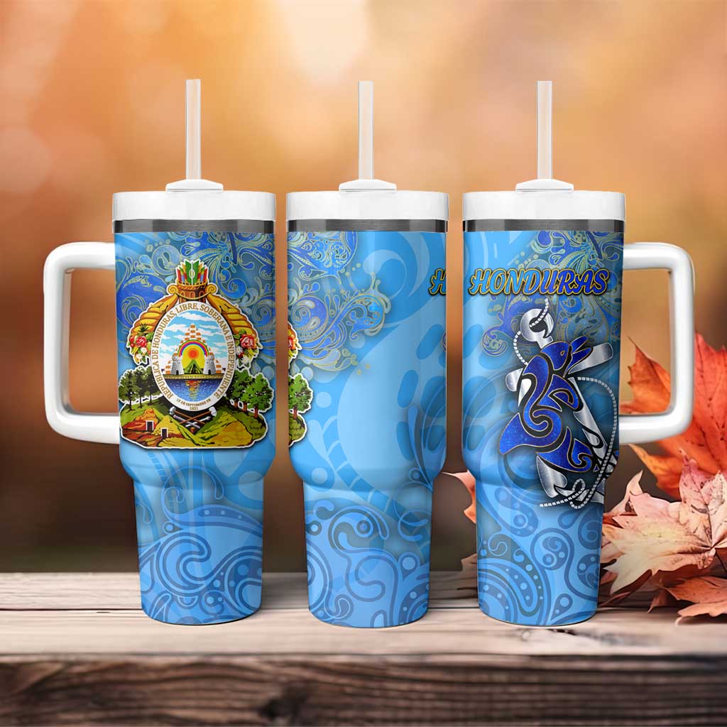 Ocean Spirit of Honduras Tumbler With Handle Anchored in Honduran Pride - Aussie Hoodie