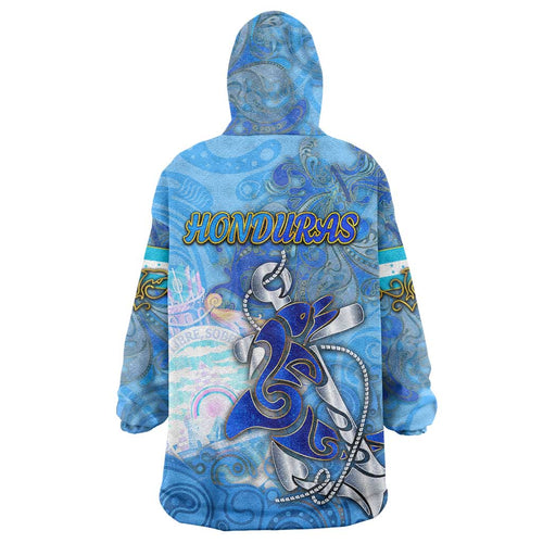 Ocean Spirit of Honduras Wearable Blanket Hoodie Anchored in Honduran Pride - Aussie Hoodie
