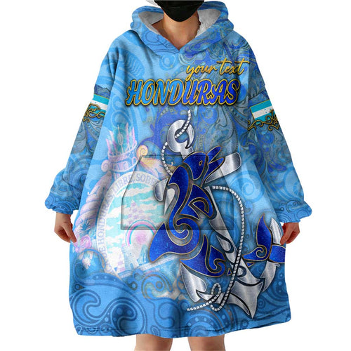 Ocean Spirit of Honduras Wearable Blanket Hoodie Anchored in Honduran Pride - Aussie Hoodie