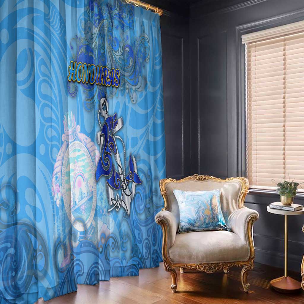 Ocean Spirit of Honduras Window Curtain Anchored in Honduran Pride - Aussie Hoodie
