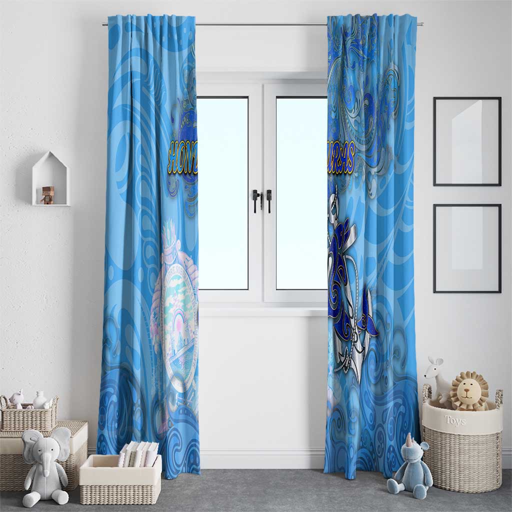Ocean Spirit of Honduras Window Curtain Anchored in Honduran Pride - Aussie Hoodie